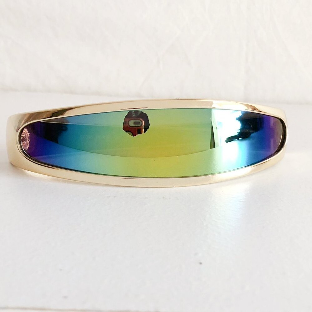 Gold Futuristic Cyclops Visor Sunglasses